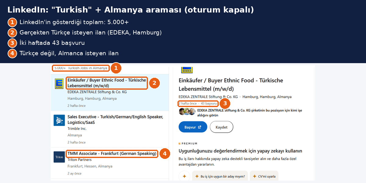 LinkedIn Turkish Almanya iş araması