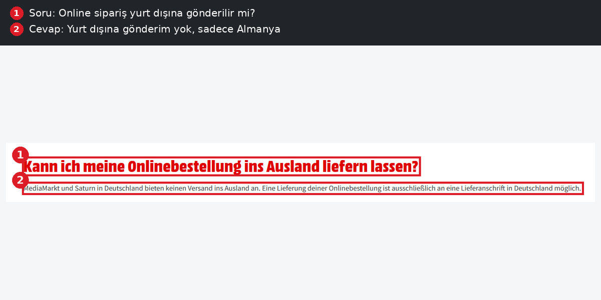 MediaMarkt yurt dışına gönderim yok