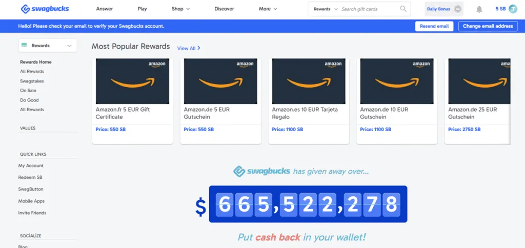Swagbucks Rewards -Ödül Sistemi