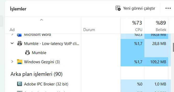 Mumble - İhtiyaç Duyulan RAM Miktarı