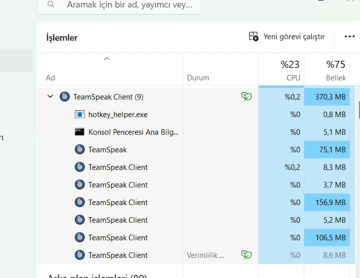 Discord Alternatifi Uygulamalar - Teamspeak - Kaynak İhtiyacı - RAM