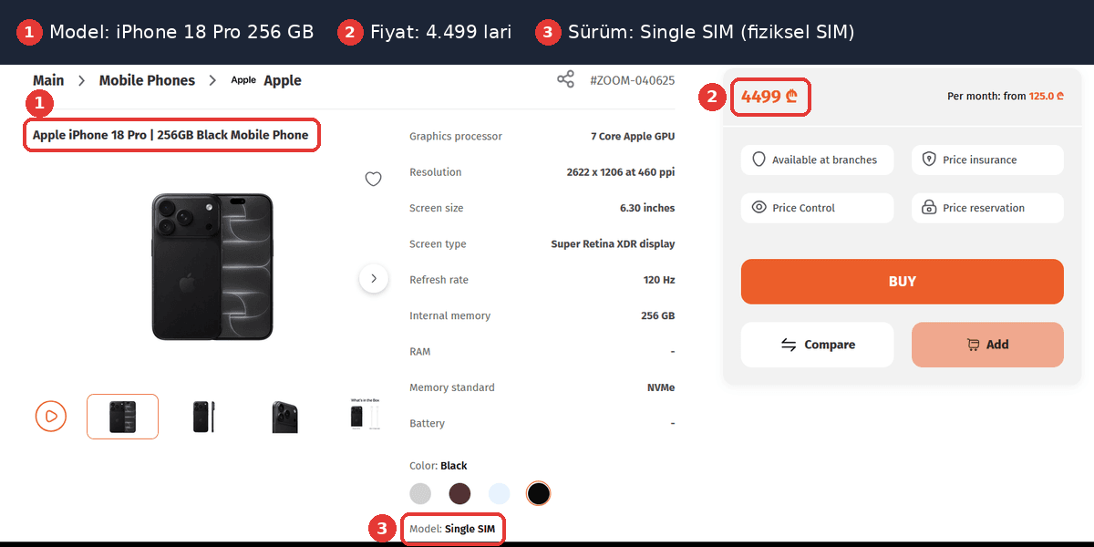 Zoommer iPhone 18 Pro SIM fiyatı