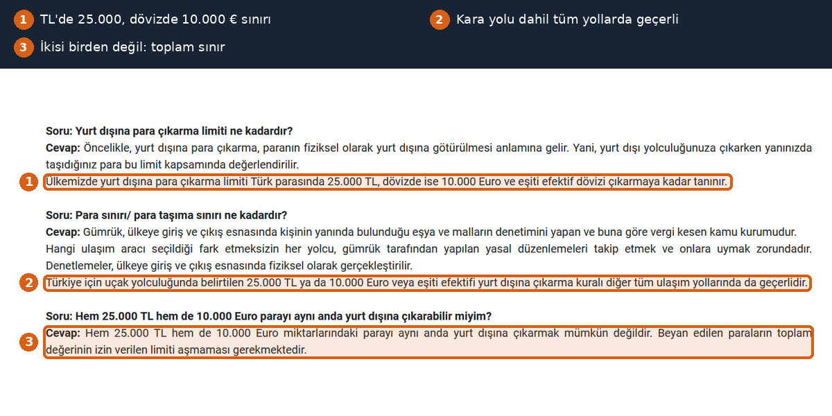 Yurt dışına nakit para sınırı