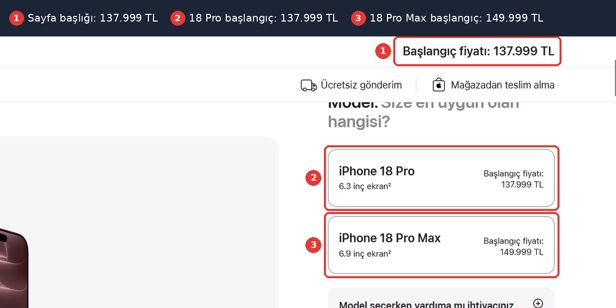 Apple Türkiye iPhone 18 fiyatı