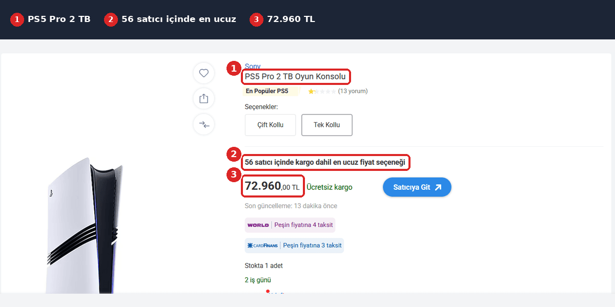 Akakçe PS5 Pro Türkiye fiyatı
