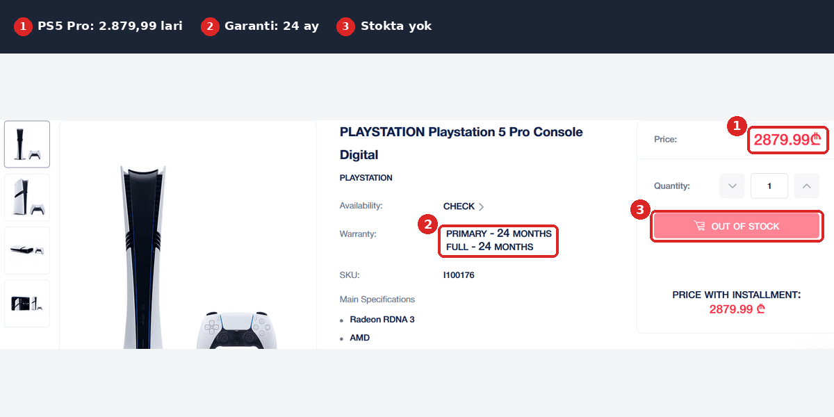 Elit Electronics PS5 Pro fiyatı