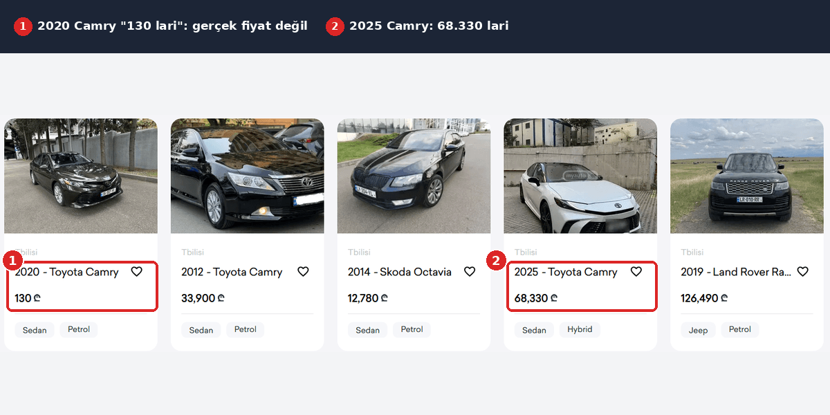 myauto vitrin ilanında yanıltıcı fiyat