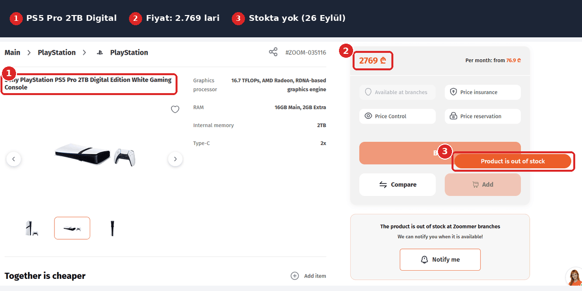 Zoommer PS5 Pro stokta yok