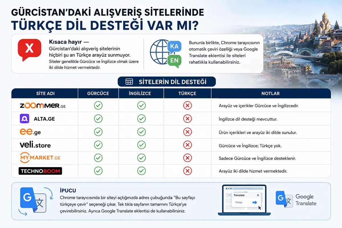 Gürcistan Alışveriş Siteleri - Gürcistan’daki Alışveriş Sitelerinde Türkçe Dil Desteği Var Mı