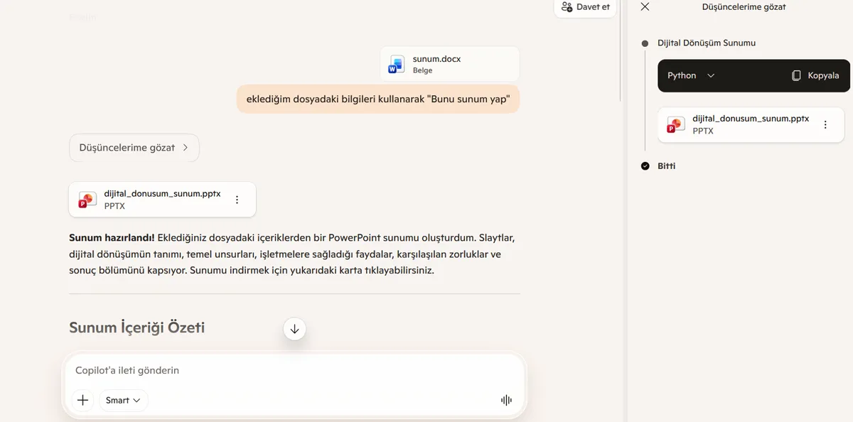 Yapay Zeka Uygulaması - Word'den Sunuma dönüştürme
