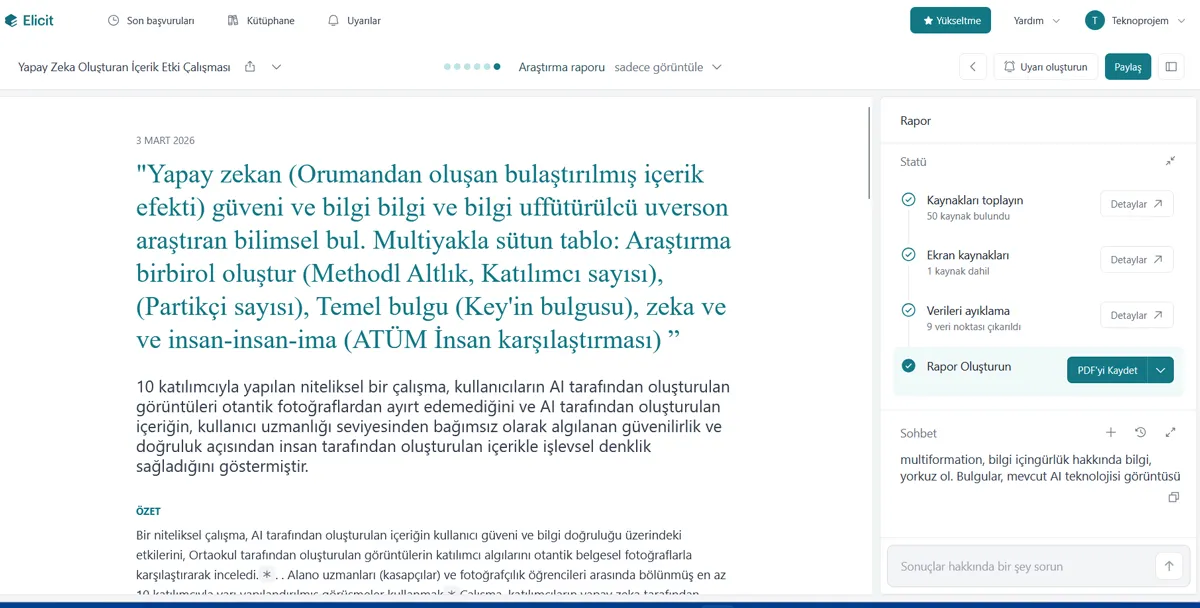 Teknoprojem Elicit testi