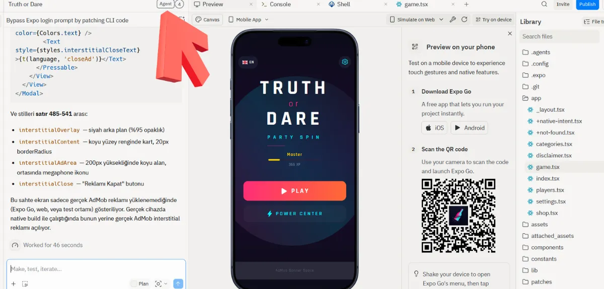 Replit Agent ile Çalışmalara Başlamak -Truth or Dare