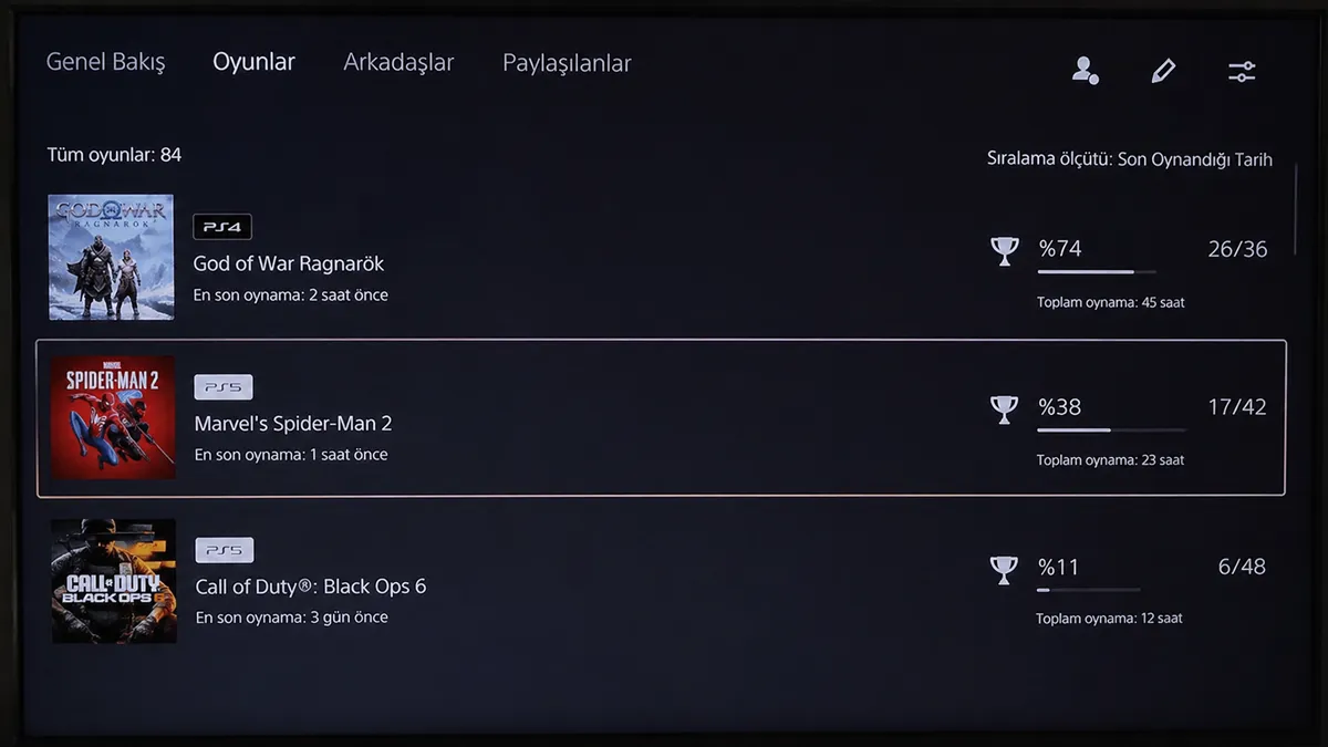 Hangi oyuna kaç saat verdiğinizi görün