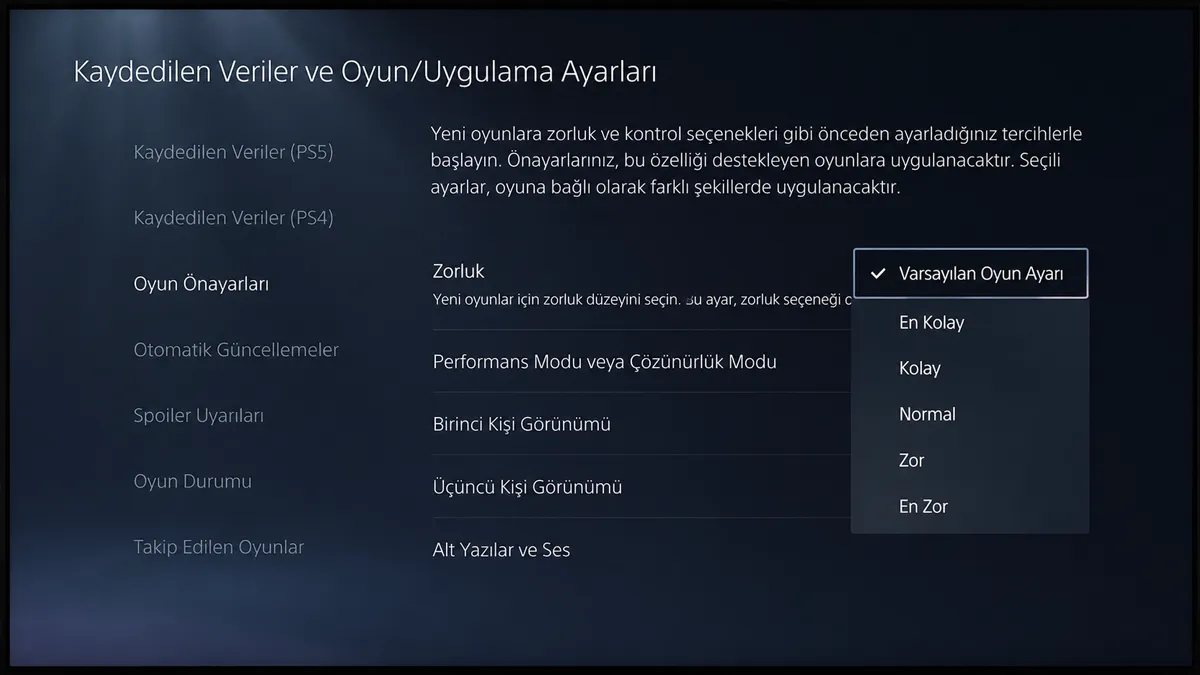 Oyun önayarlarını bir kez yapın, her oyunda tekrar uğraşmayın