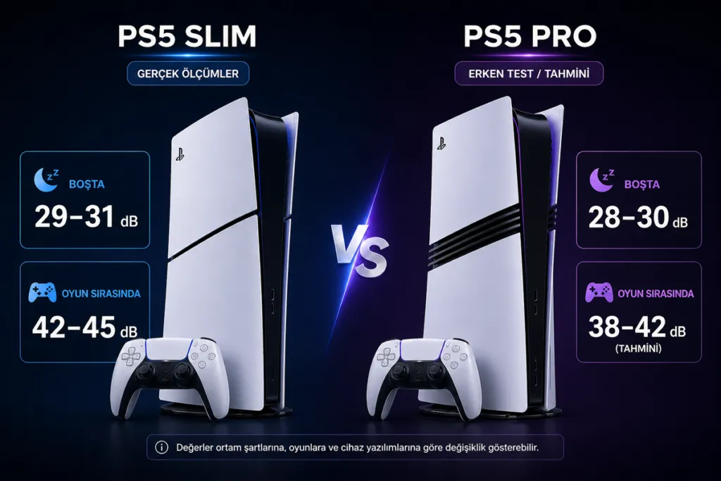 PS5 Slim ve PS5 Pro Ses Desibel Karşılaştırması