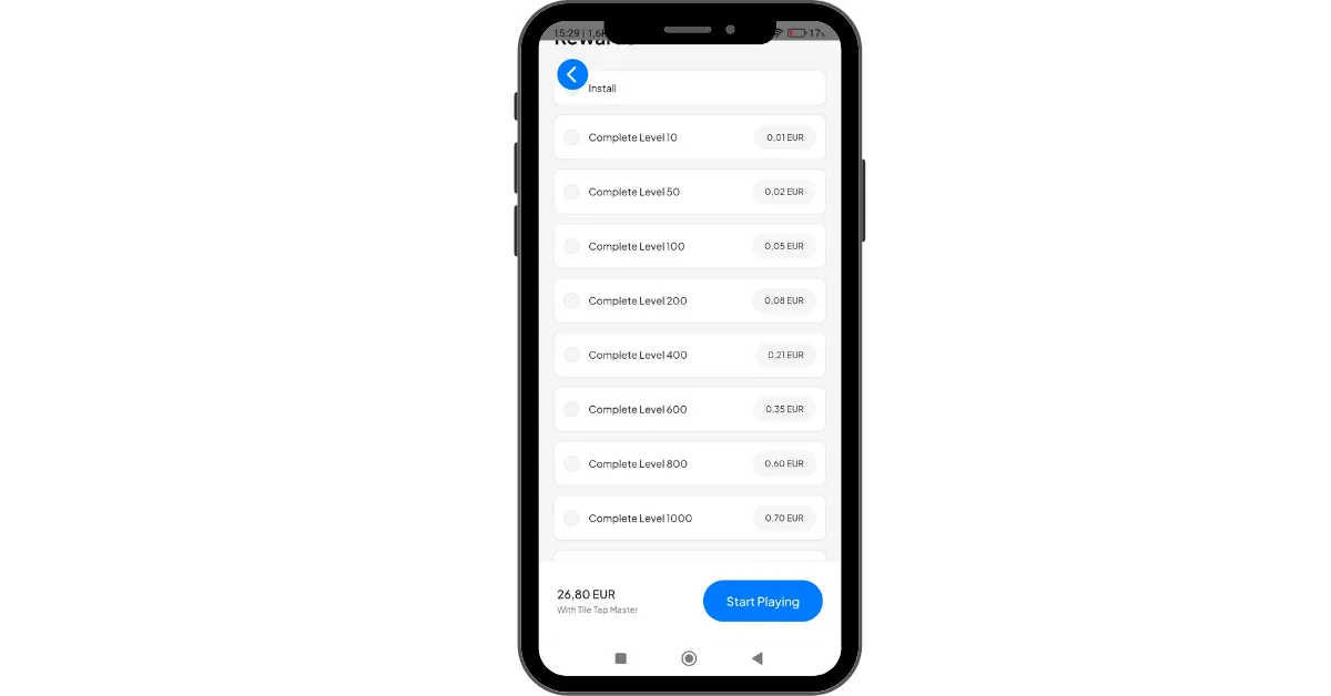 Clickworker - Partner Platforms(Games) - Level seviyelerine Göre Seçtiğimiz Bir oyundaki Seviye ve Ödüller