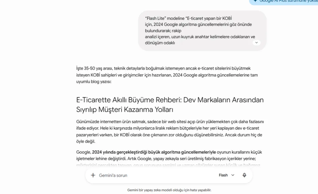 Gemini Pro İncelemesi - Zor promt - Ücretsiz Flash Modeli