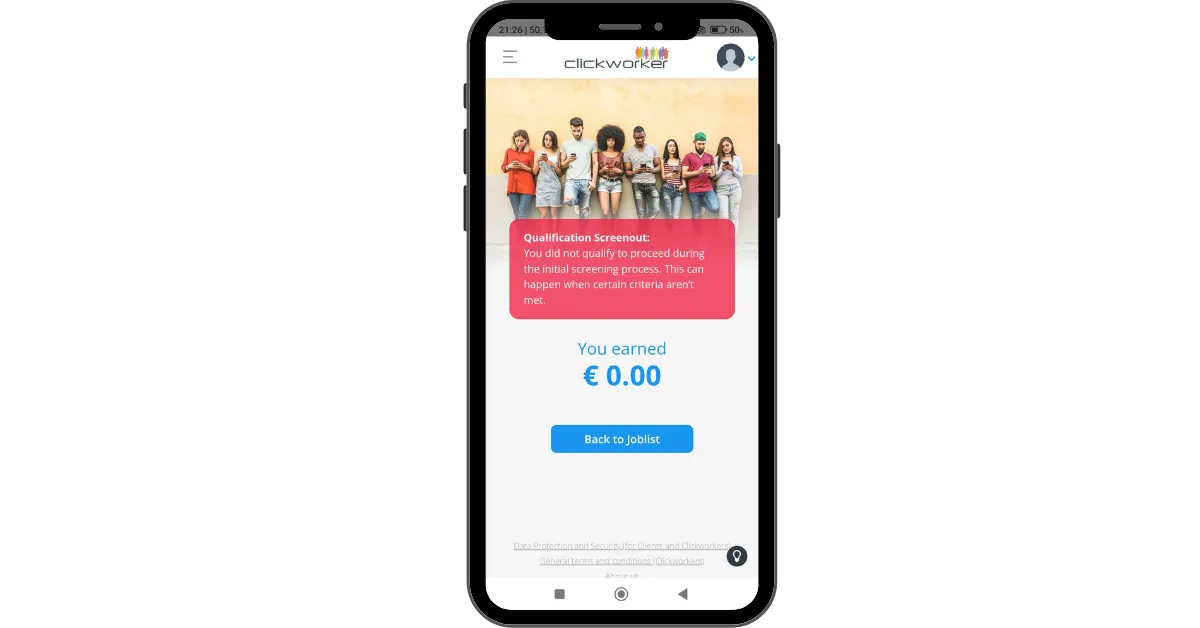 Clickworker - You earned €0.00