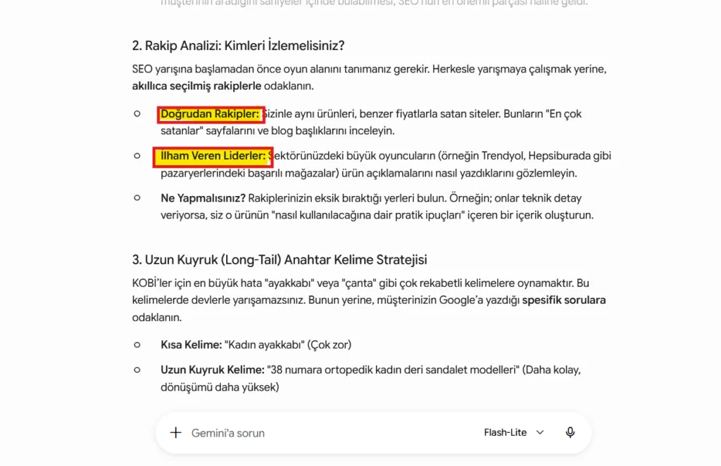 Gemini Pro - Flash Lite - Rakip Analizi