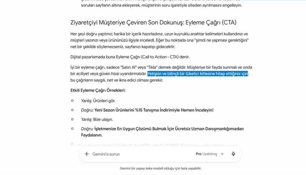 CTA bölümü