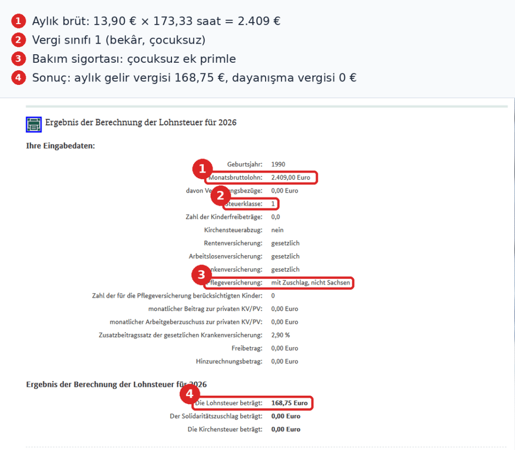 Almanya asgari ücret net hesaplama BMF