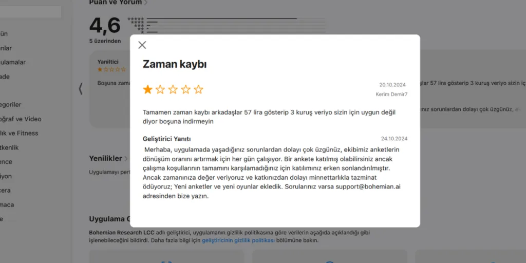 MultiPolls Para Kazanılan Uygulaması Deneyimi - App Store Yorumuna Verilen Örnek Bir Cevap