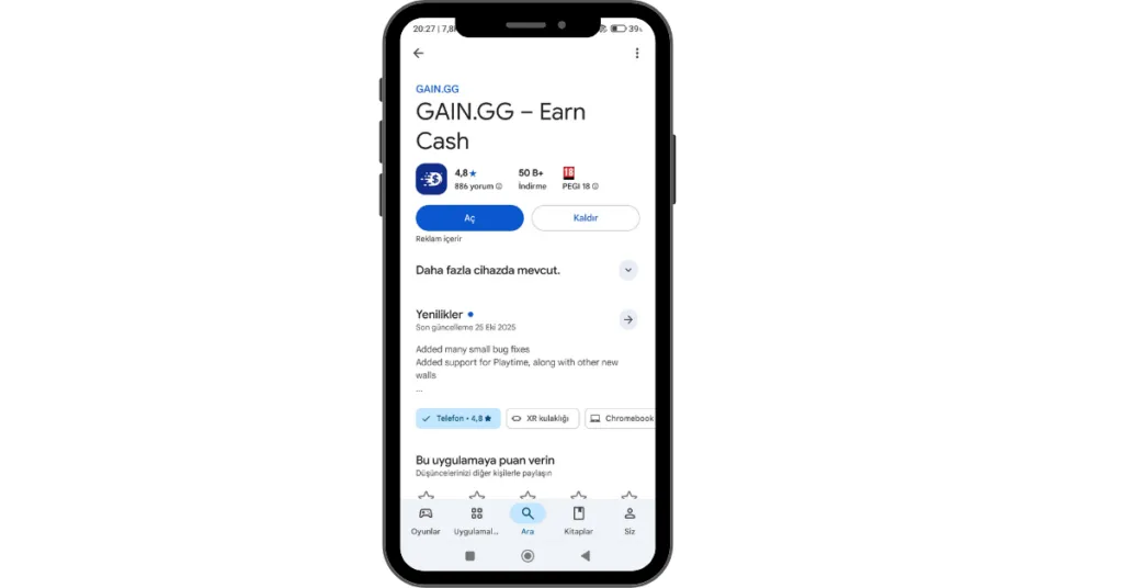 Para Kazandıran Uygulamalar - Gain.gg-Google Play Store Değerlendirmesi.png