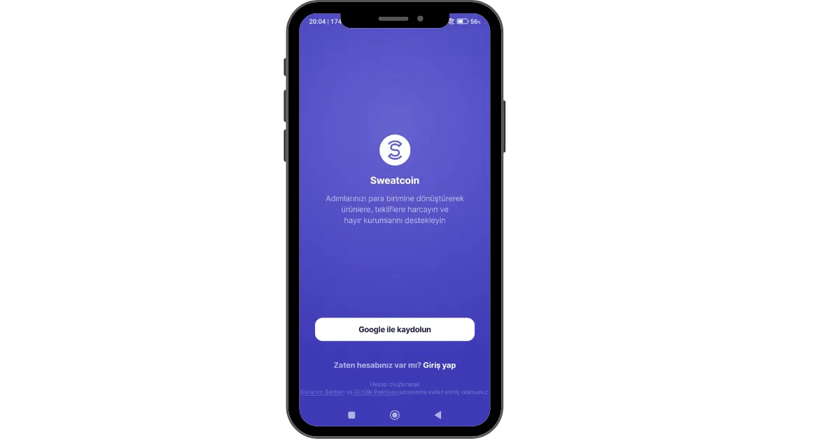 Para Kazandıran Uygulamalar - Sweatcoin - Kayıt Olma adımı 