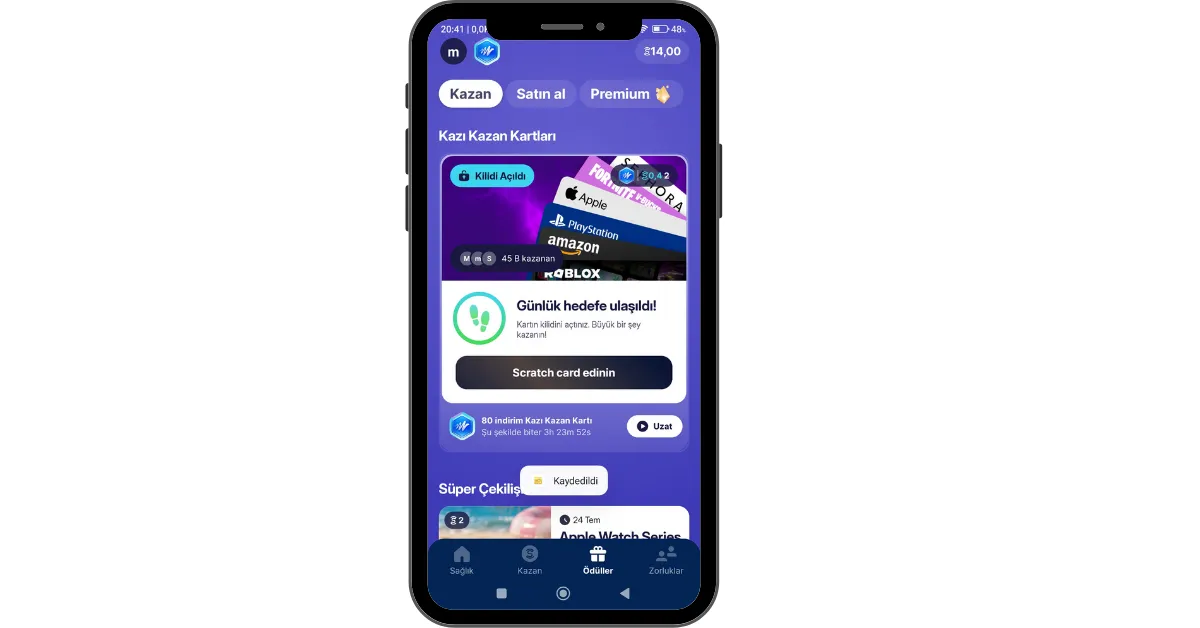 Para Kazandıran Uygulamalar - Sweatcoin - Ödüller Menüsü