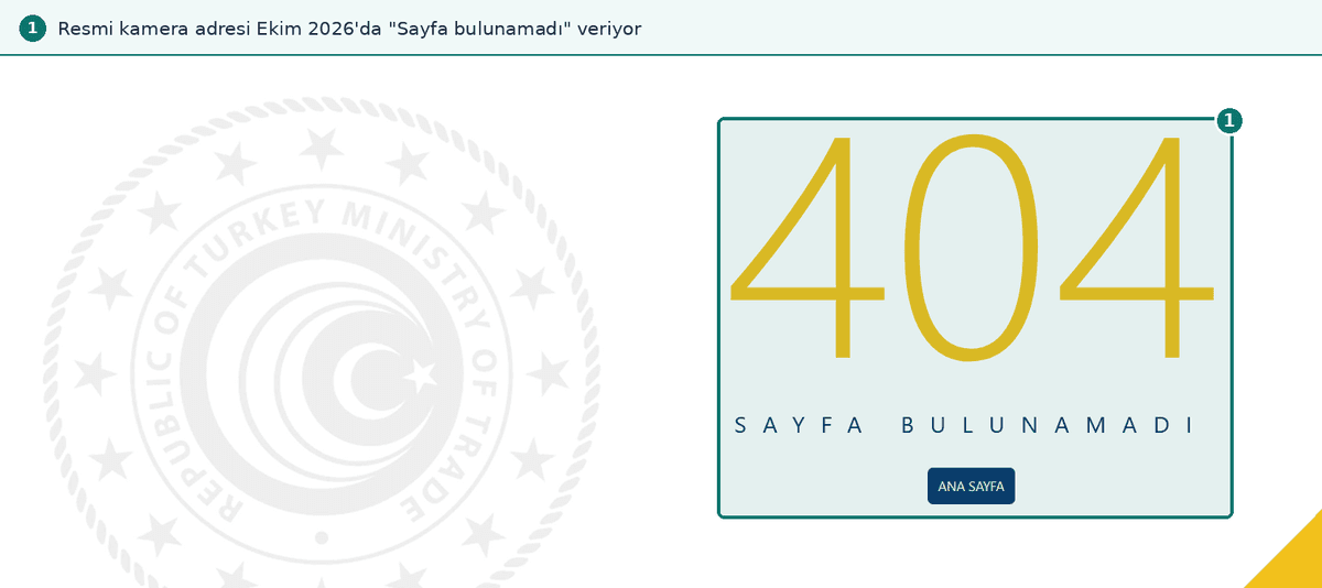 Resmi kamera sayfası 404 hatası