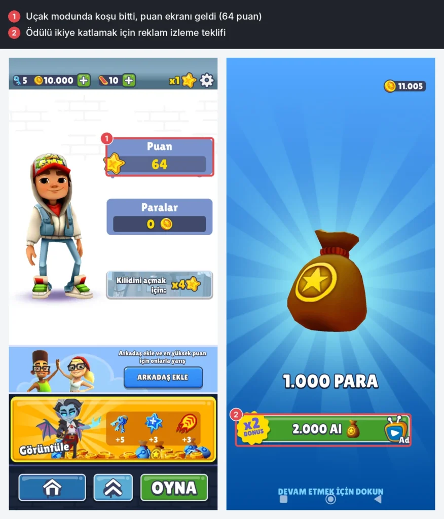 Subway Surfers uçak modunda oynanıyor