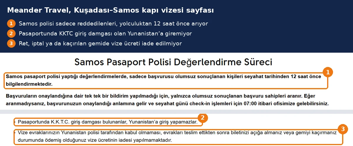 Samos kapı vizesi onay süreci
