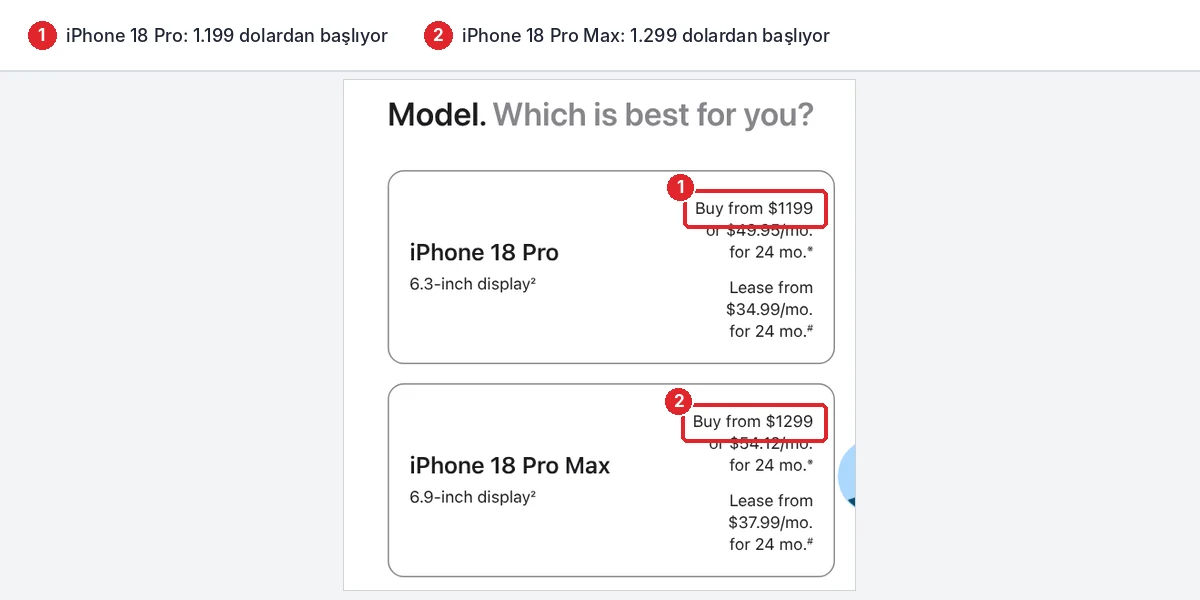 Apple ABD iPhone 18 fiyatları