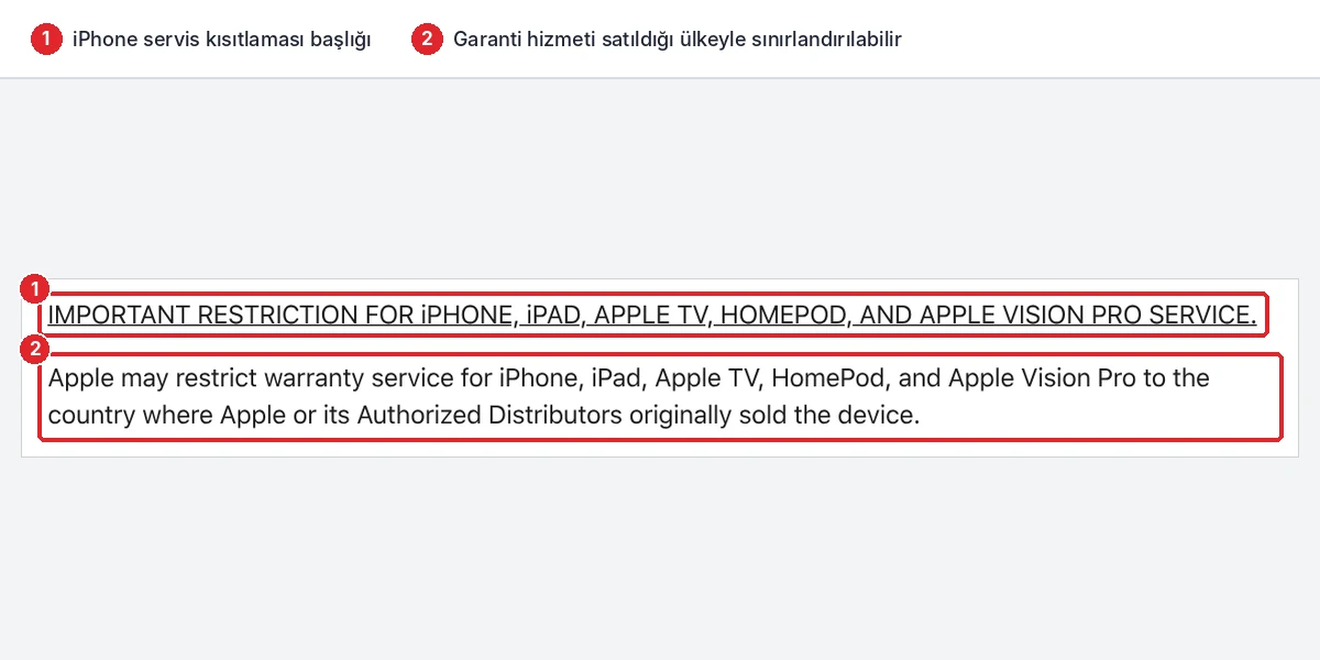 Apple garanti ülke kısıtlaması